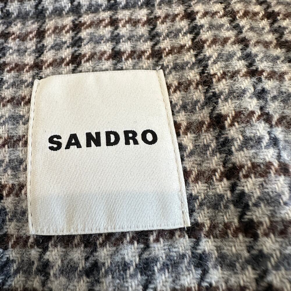 Sandro Denim Jacket SIZE 8 Oversized Barn Chore Coat Jean Tweed Designer $725 - Picture 12 of 12